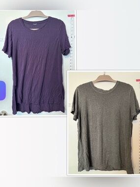TWO Kit and Ace touch of cashmere t shirts. Rich Purple and Gray color Both L.